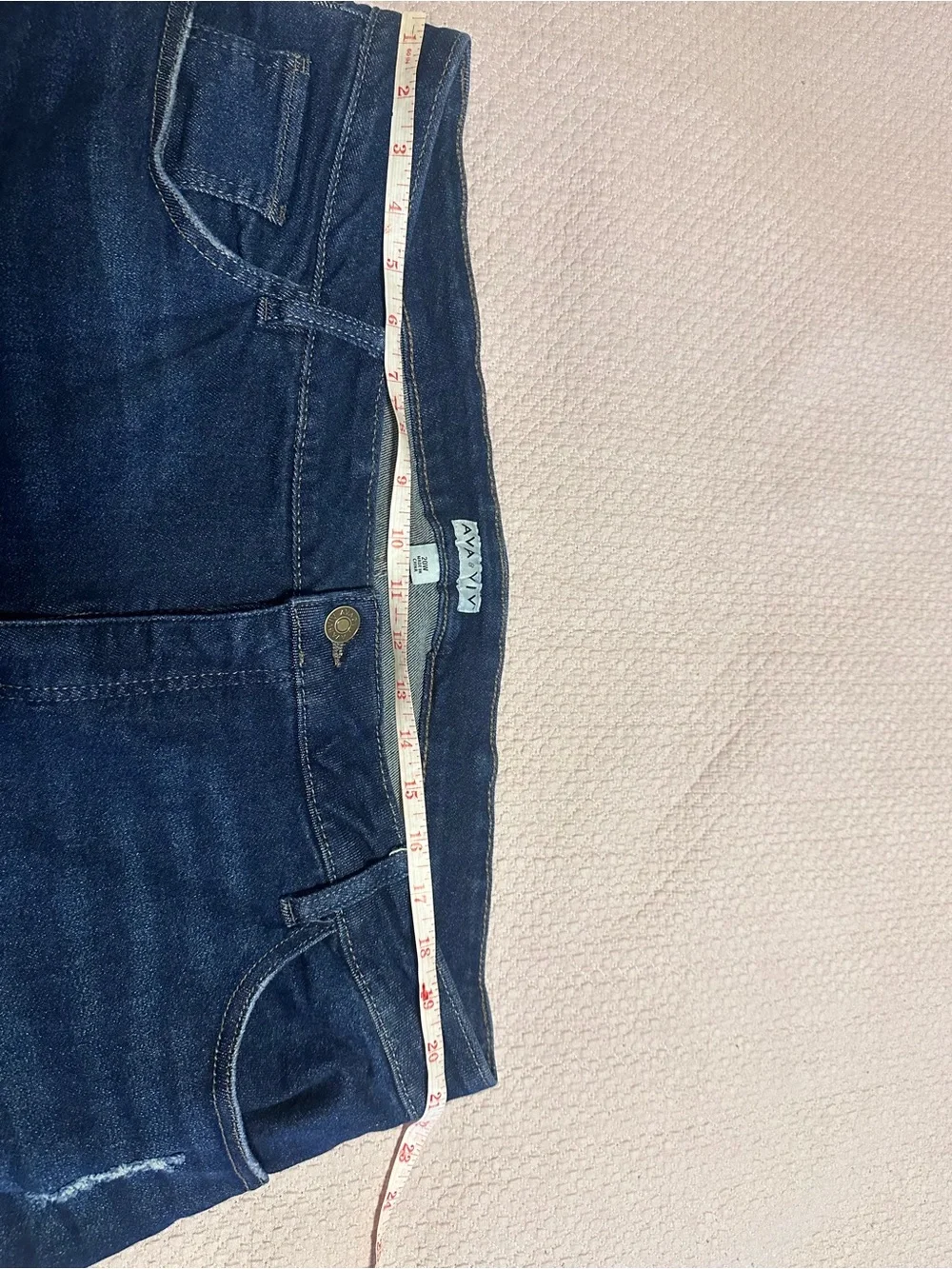 Women’s plus size 20W Ava & Viv Dark Blue Distressed Rolled Hem Jean Shorts